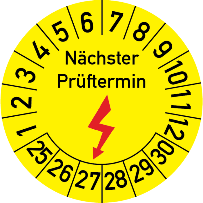 Pruefplakette_Naechster_Prueftermin_Elektro_gelb_30mm_2018