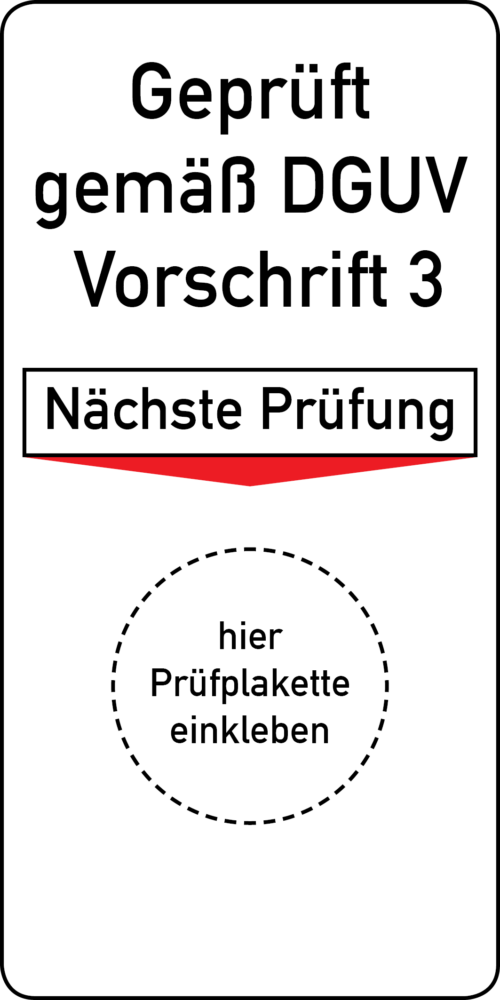 Geprüft gemäß DGUV Vorschrift 3 Grundplakette, 45 x 90 mm