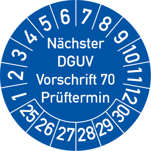 Nächster DGUV Vorschrift 70 Prüftermin Prüfplakette