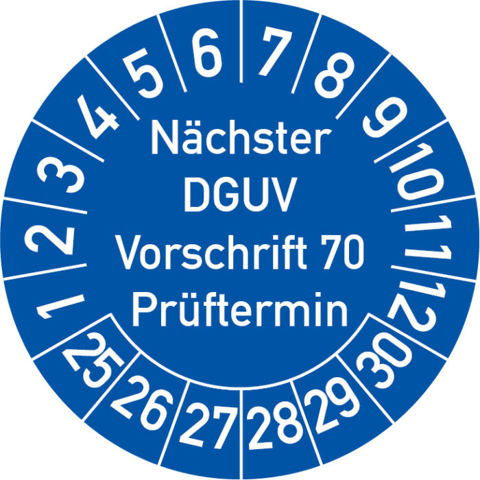 Nächster DGUV Vorschrift 70 Prüftermin Prüfplakette