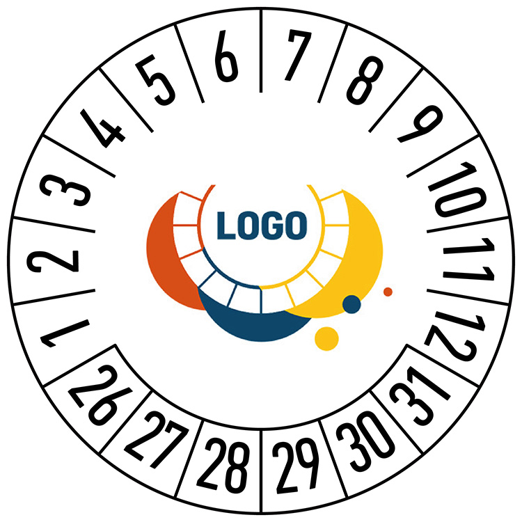 Individuelle Plakette – 2025 v4 gelb 2026 – 30 mm Kopie Prüfplakette Individuell mit Logo